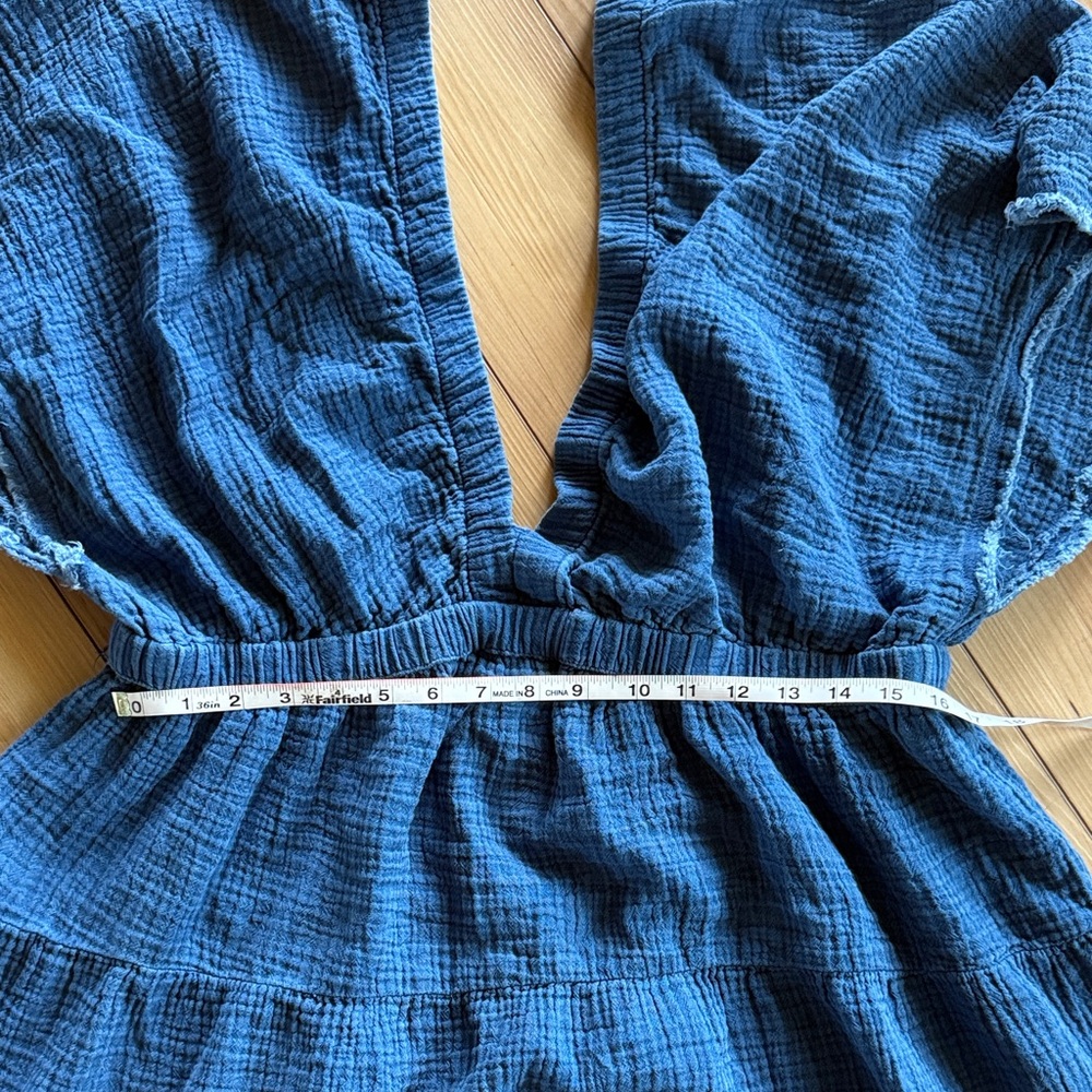 Aerie Blue V-Neck Open Back Tiered Dress - Picture 5 of 8